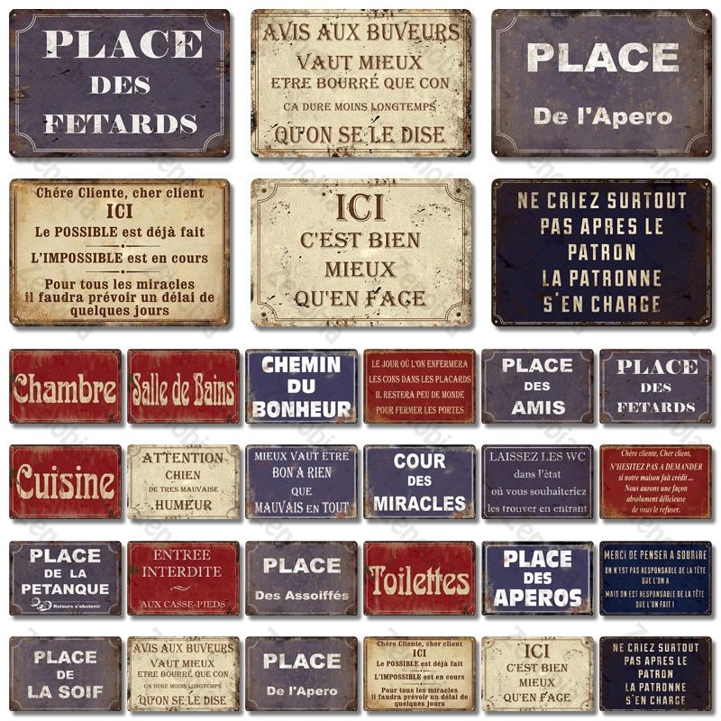 Plaque Métal Vintage Avis Aux Buveurs